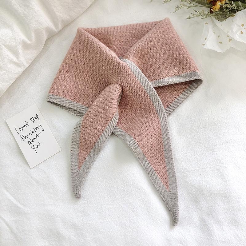 One Size Autumn Winter Knitted Scarfs Women Neck Cover Fashion Sweet Mini Triangle Scarf Warm Windproof Portable Small Collar