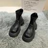 Женские ботильоны на платформе, модные женские ботильоны с толстой подошвой и круглым носком, короткие ботинки, зимние мотоциклетные ботинки Bottine