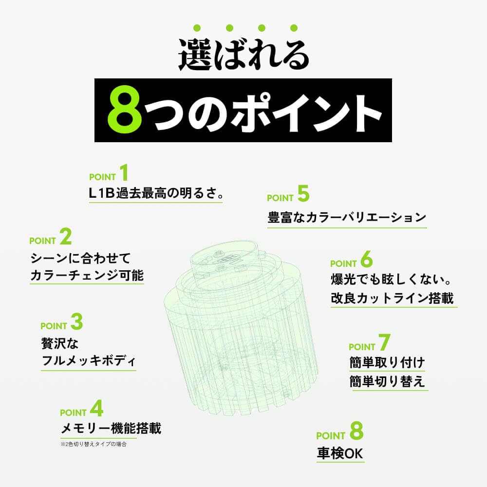 Светодиодная противотуманная фара L1B Новая Оригинальная Замена Лаймово-желтый x Белый Техосмотр Память Комплект из 2 ламп HID-ya, Лампы, Переключение двух цветов, (6000lm)