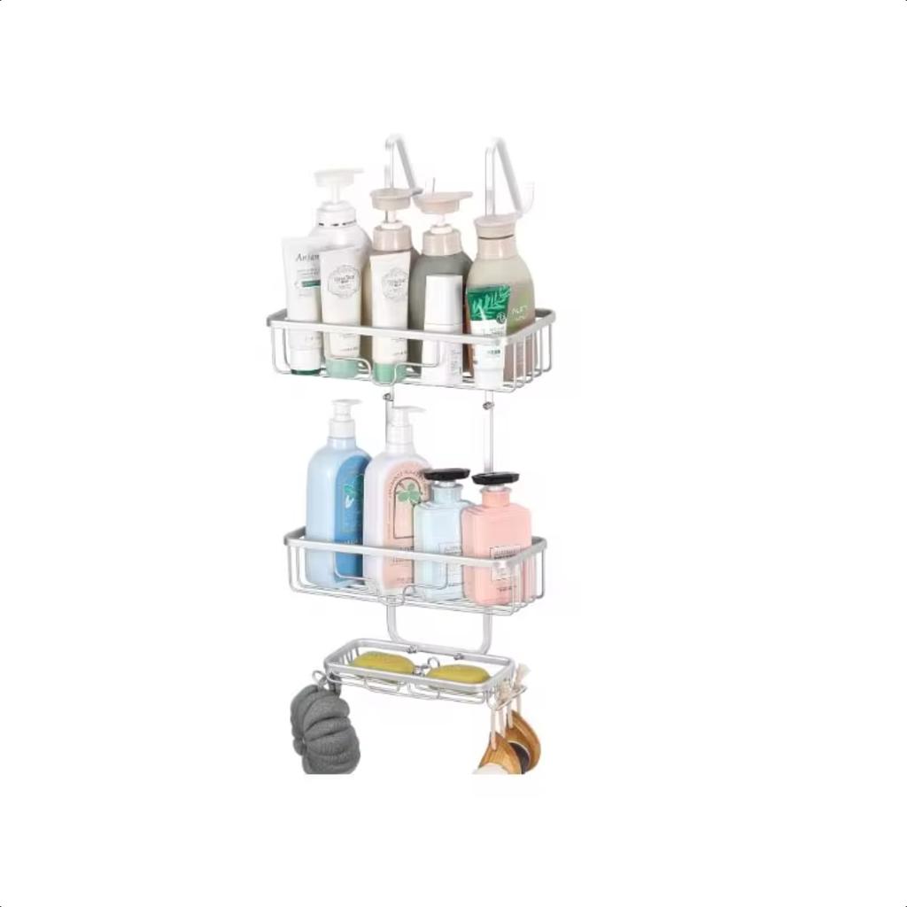 Подставка для душа над дверью, 3-х уровневая подвесная полка для душа, полка для ванной комнаты, алюминиевая полка для душа с крючком и держателем для мыла