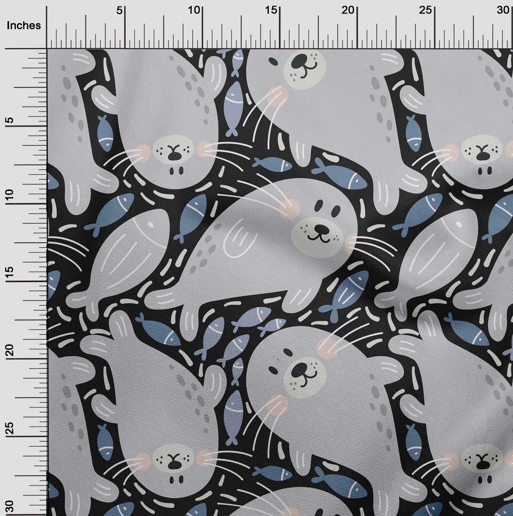 oneOone Cotton Poplin Black Fabric Kawai Diy Clothing Quilting Fabric Print Fabric By Yard 42 Inch