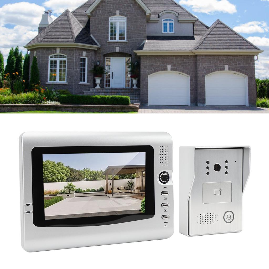 Проводная система видеодомофона с защитой от дождя, ИК-подсветкой ночного видения, широкоугольным видеодомофоном на 120º с 7-дюймовым дисплеем