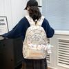 Cute Cartoon Style Casual Backpack For Students In Beige Pink Black And Blue Colors
