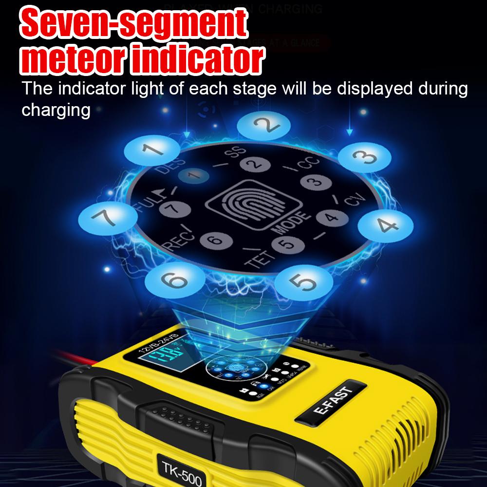 Импульсный ремонт с цифровым дисплеем для LiFePo4, влажные и сухие свинцово-кислотные гелевые аккумуляторы AGM, умное автомобильное зарядное устройство, 12 В/10 А, 24 В/6 А