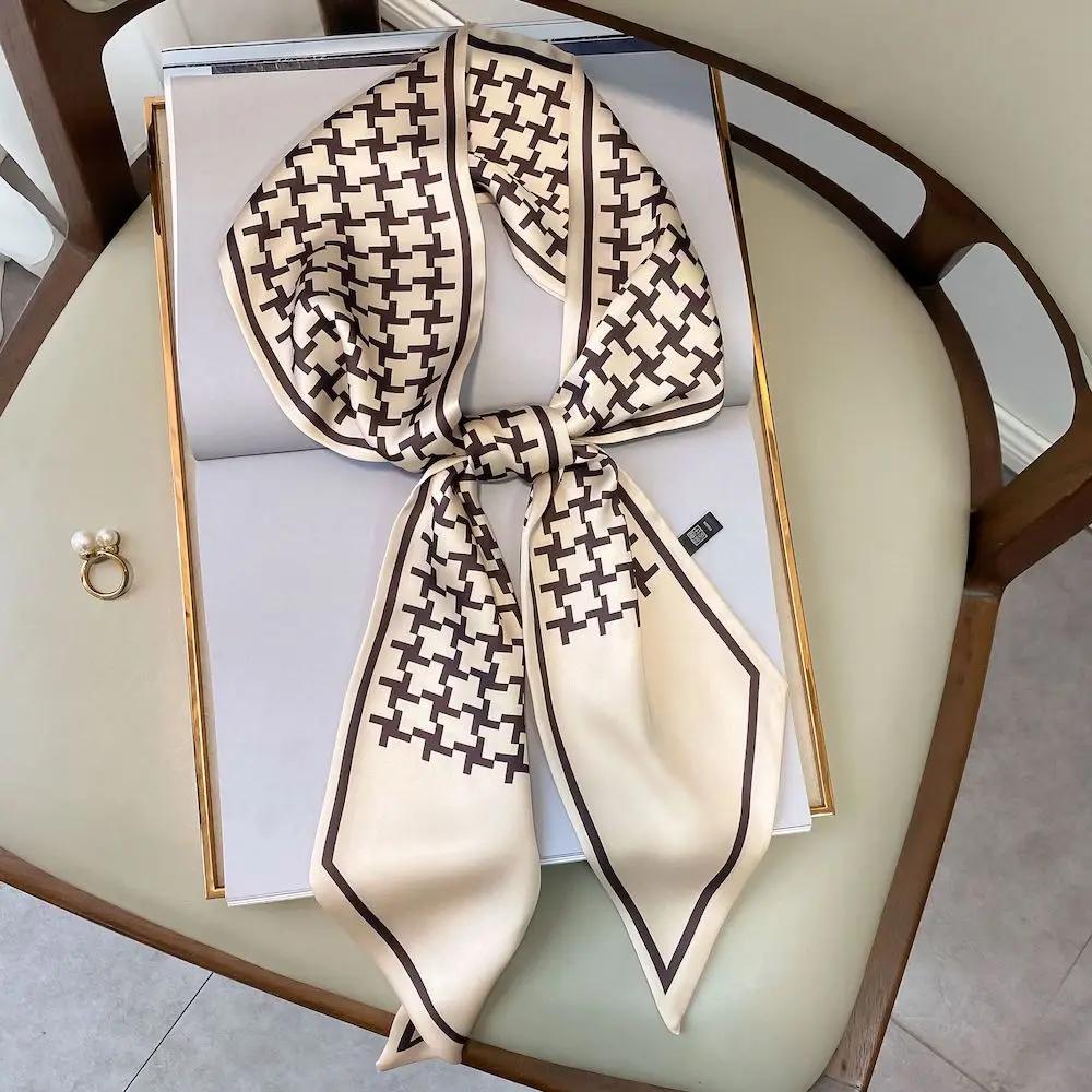 Длинный шелковый шарф-мешок, галстук, женская шея, узкие шарфы, повязка на голову, платок, принт лошади, брендовая женская шейная лента, весна, новинка