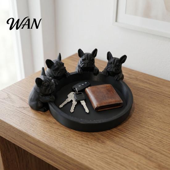 Unique 3D Printed Gift Dog Figurine Cute Animal Statue Creative Ornament Art for Bookshelf Mantel Stylish Jewelry Organizer Elegant Tray