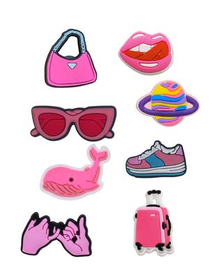 Джибитсы розовая тематика мода Pink Jibbitz 8 шт аксессуары крокс украшение