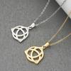 Stainless Steel Irish Celtic Knot Pendant, Personalized Retro Hollow Triangular Necklace
