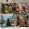 Pillowcase Polyester Cushion Cover Sofa Decorative Pillowcase Nordic Simple Modern Christmas Holiday