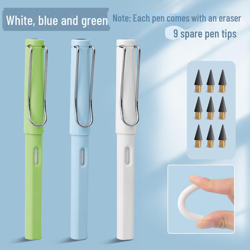 Нетоксичный, не требующий заточки, бесконечный по стиранию, стираемый и долговечный ученический карандаш.