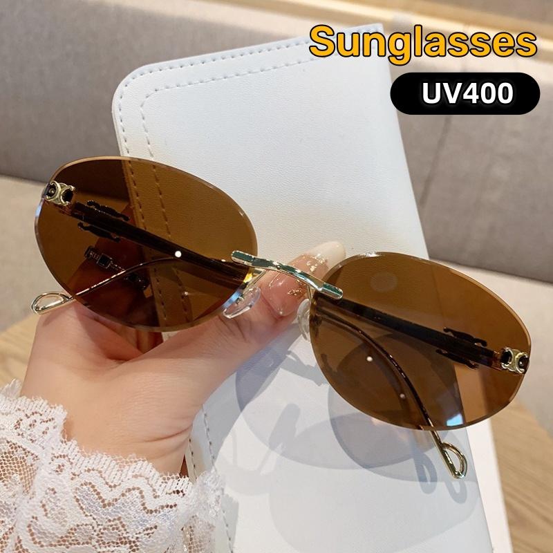 Металлическая безрамная овальная оправа Солнцезащитные очки UV400 Высококачественные Модные УФ-защитные Очки для Путешествий Уличной Фотографии