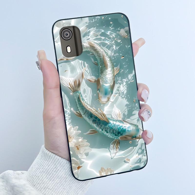 Чехол для телефона Nokia C02 Милый Забавный Любовь Кролик Животное Черный Матовый Мягкий ТПУ Защитная Задняя Крышка для Чехла Nokia C2 2-го Поколения