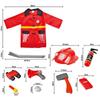 Washable Fireman Costume Set with 13 Fire Fighter Toy Accessories, Storage Backpack and Real Water Shooting Extinguisher - Great for Kids
