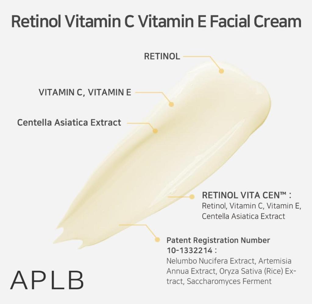 Крем для лица с ретинолом, витаминами C и E от APLB (55ml) - Осветляющий и антивозрастной увлажняющий крем