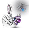 Original Copper Charm Beads Glowing Luminous Firefly Butterfly Pendant Fit Bracelet Charm Making Jewelry