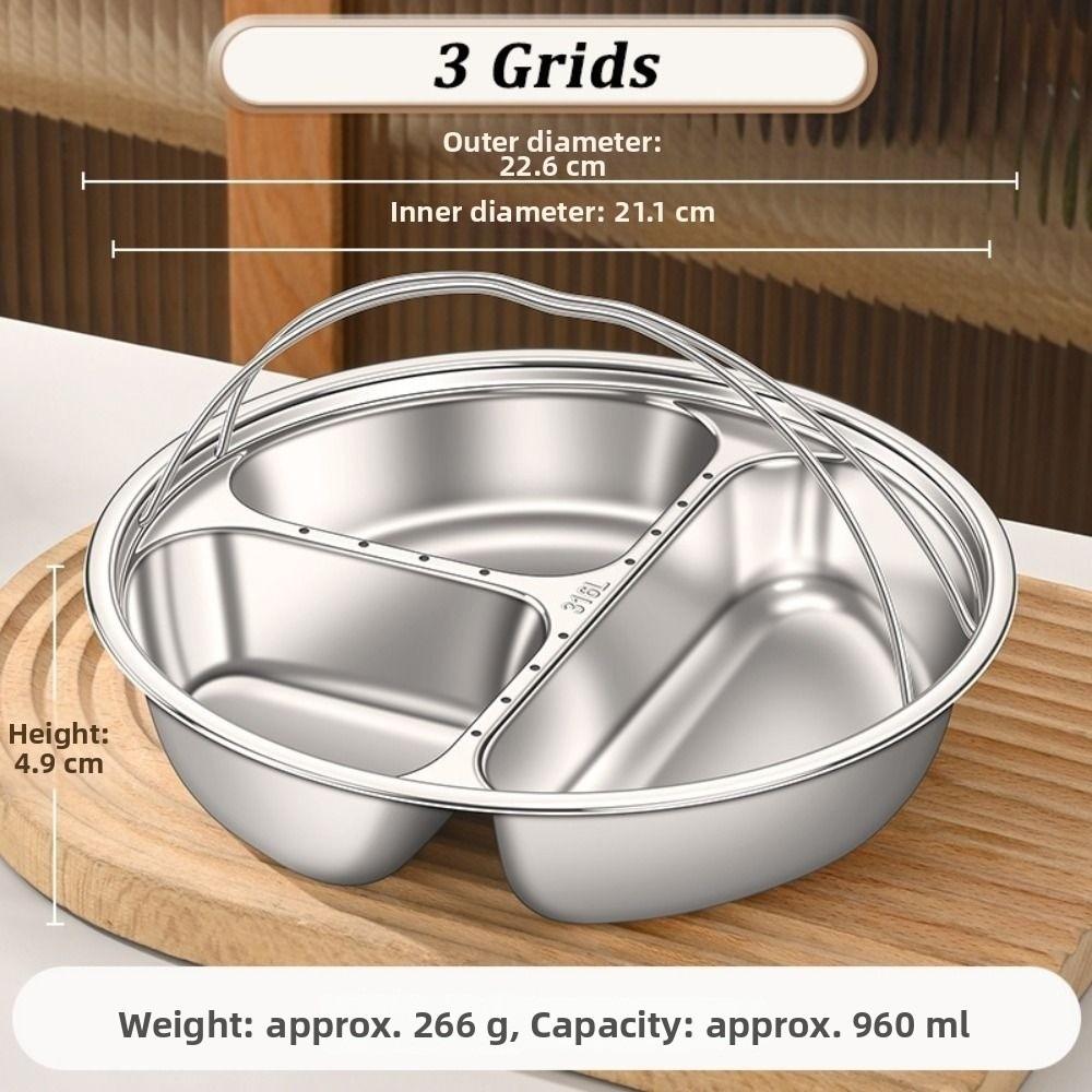 Durable 316 Stainless Steel Divided Steamer Tray 3/4/5 Grids Anti-Scald Food Steamer with Handle Steamer Rack
