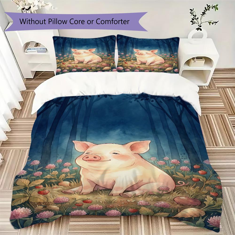 Healing animals Pattern Bedding uilt Set uilt Cover Pillowcase Home Decoration Birthday Gift (1 * duvet cover + 2 * pillowcase without core)