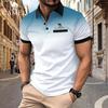 2024 Summer POLO Zipper Men's Embroidery Stripe Polo Shirt