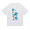 Women's Breathable Classic T-Shirt Blue Blossom and Polka Dot Leaf Pattern Tee