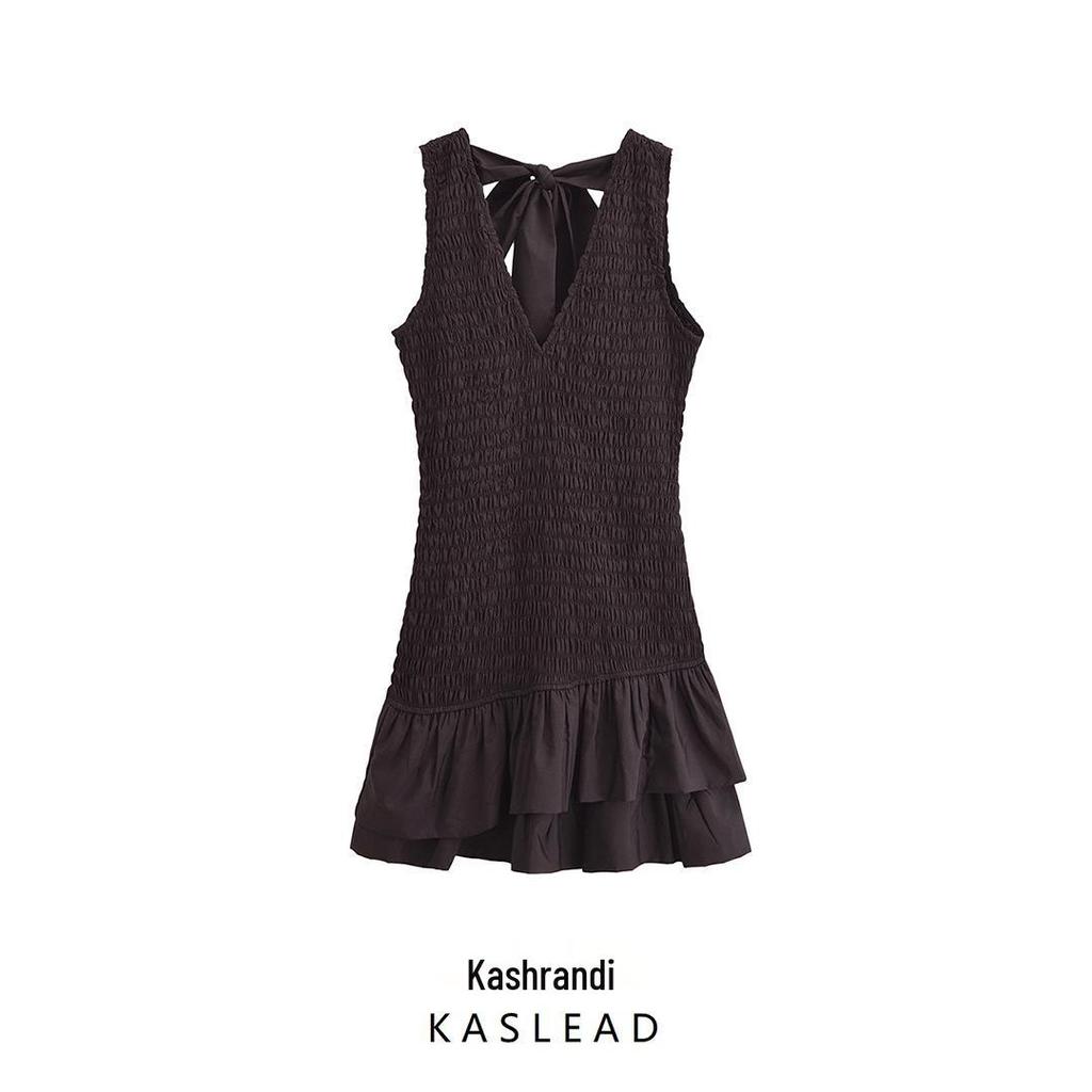 2024 Women's European & American Style Poplin Layered Short Dress