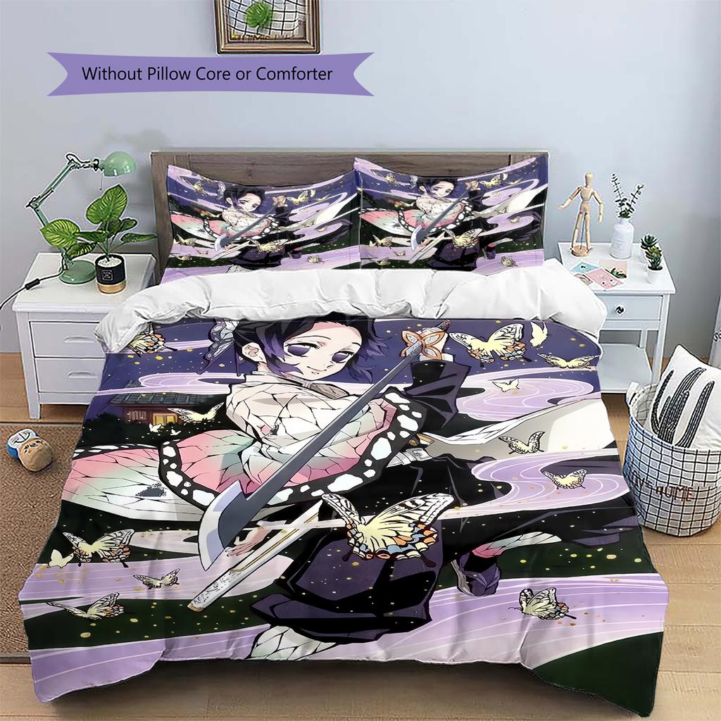 Demon Slayer Japanese Style Bedding Set Duvet Cover Pillowcase No Filler, Soft Home Bedroom Decor, Perfect Gift for Fans.chl