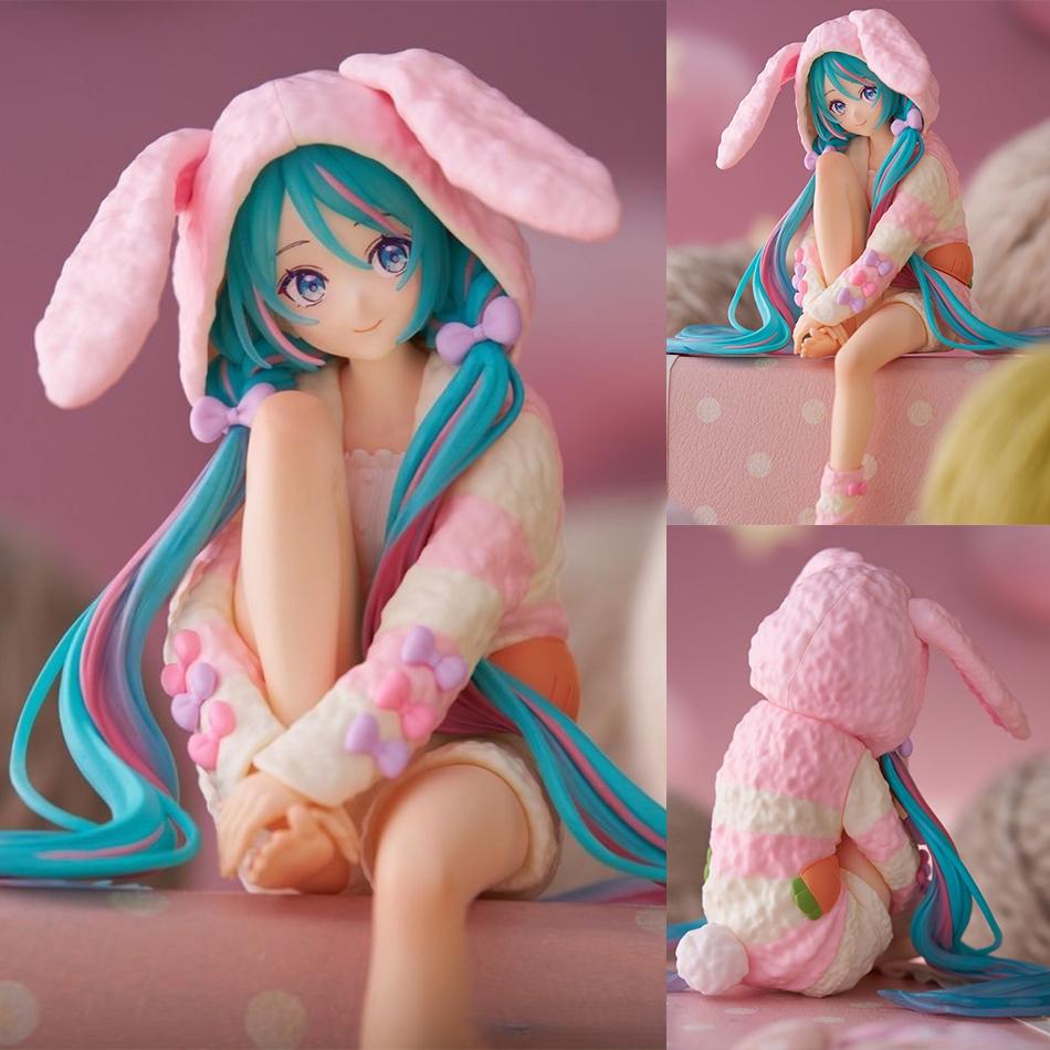 15 см Аниме ХАТСUNE MIKU Фигурка Стопор для лапши Фигурка Пижама с заячьими ушками ПВХ Декорация Модель Игрушки Фигурка Действия Коллекция Подарки