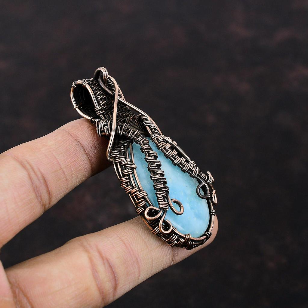 Hemimorphite Pendant Copper Wire Wrapped Pendant Wire Wrap Gemstone Jewelry Handmade Dainty Pendant Hemimorphite Copper Jewelry Gift For Mom