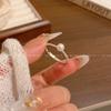 Простое и маленькое кольцо с одной жемчужиной женское ретро легкая роскошь высококлассное ощущение персонализированное кольцо на указательный палец кольцо тренд
