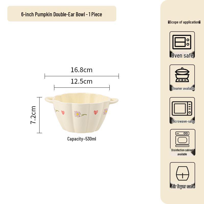 Керамический набор столовой посуды «Кремовая глициния»: Миска для риса, Суповая миска, Круглые и Глубокие тарелки