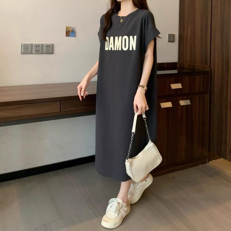 YYFS Женская мода Лето Весна Короткие рукава с круглым вырезом Свободная талия Повседневные платья