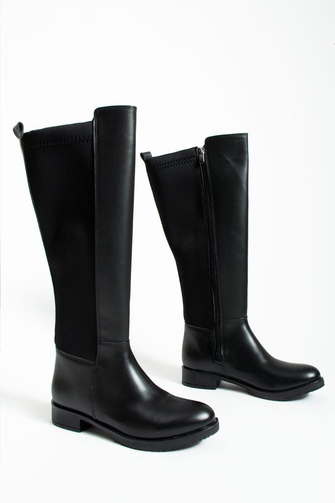 Женские современные стильные модные ботинки, ботинки из искусственной кожи, черный шикарный стиль, повседневная удобная посадка, эластичный верх, подходит для всех ног, сапоги