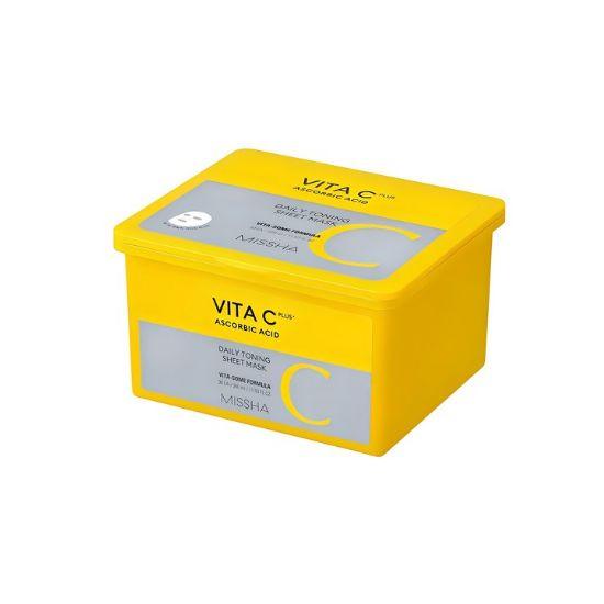 MISSHA Vita C Plus Ежедневная тонизирующая тканевая маска Осветляющая и увлажняющая маска с витамином С 30 шт.