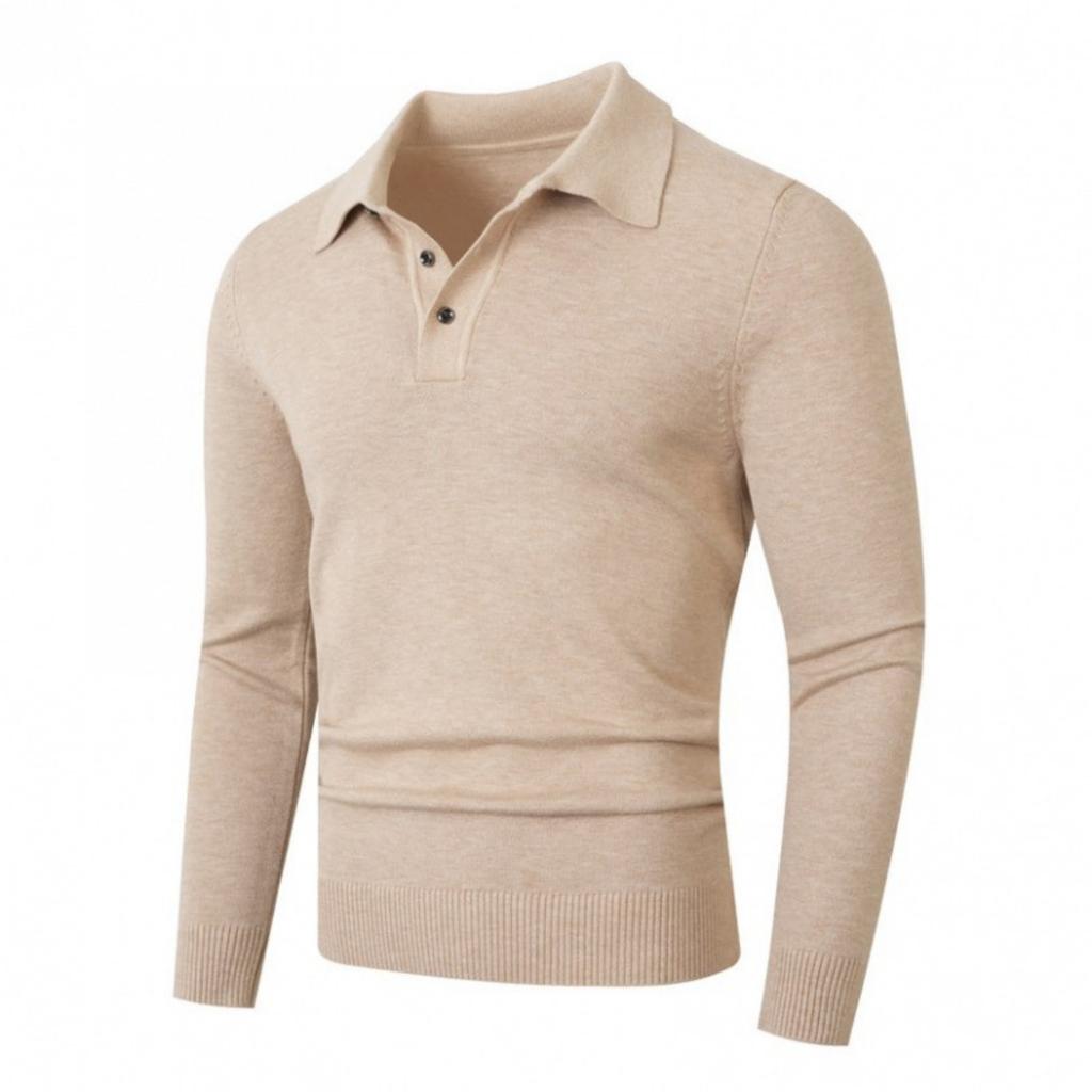Мужской повседневный облегающий однотонный трикотажный свитер с квадратным вырезом и пуговицами, с длинными рукавами