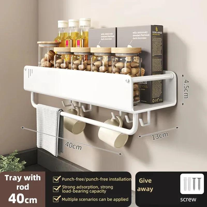 Shelf Wall-mounted Spice Storage Rack Kitchen Acceesories Rack Kitchen Knife Holder Hanging Hook Shelf Rack Organizer
