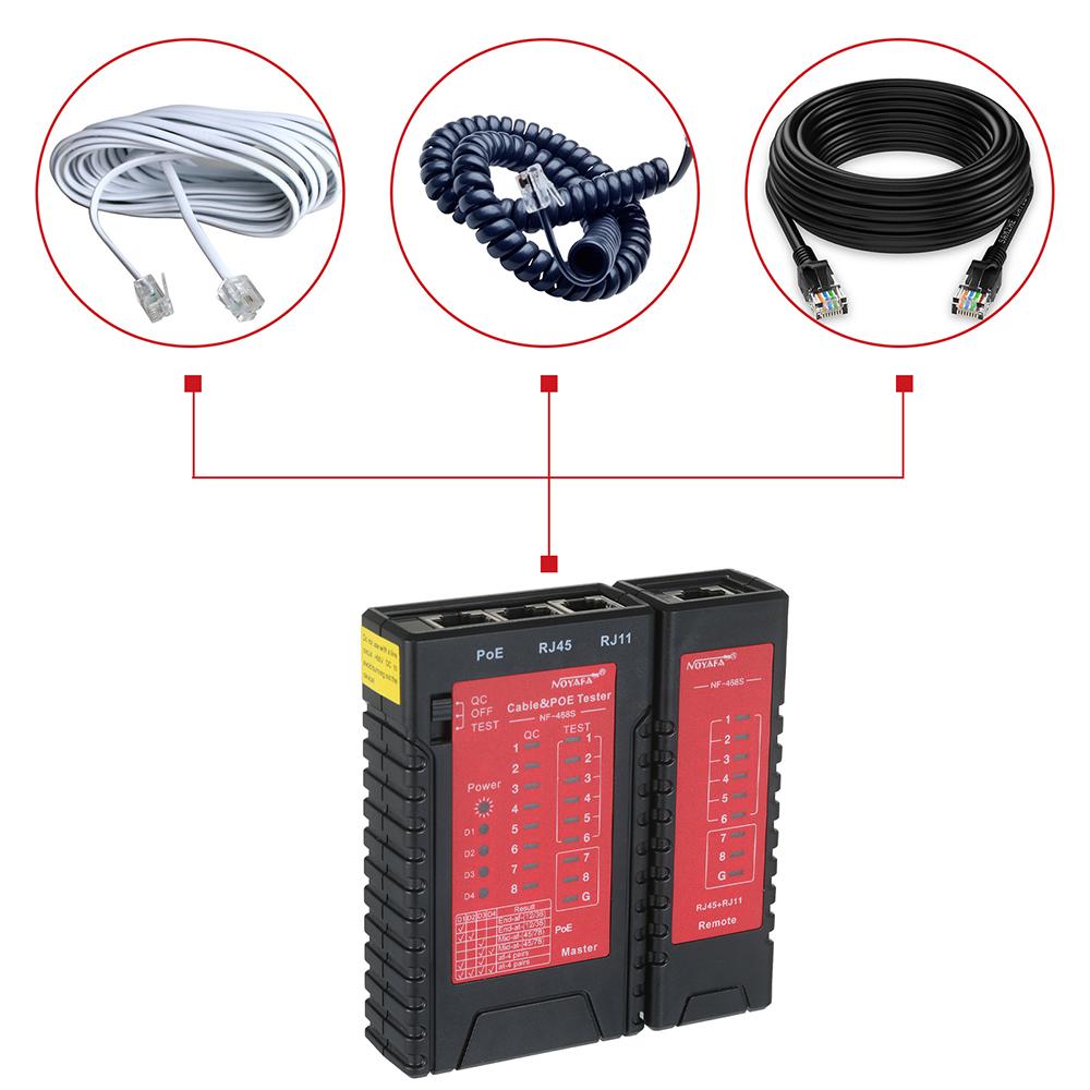 NOYAFA RJ45 RJ11 Network Cable & PoE Tester Telephone Line Tester Lan Ethernet Cable Tester for