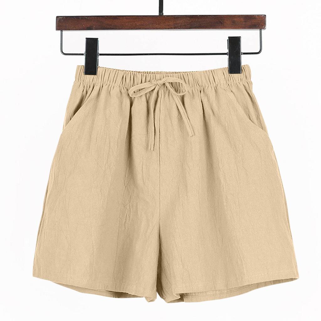 Casual Shorts High Waisted Cotton Hemp Straight Leg Wide Leg Pants