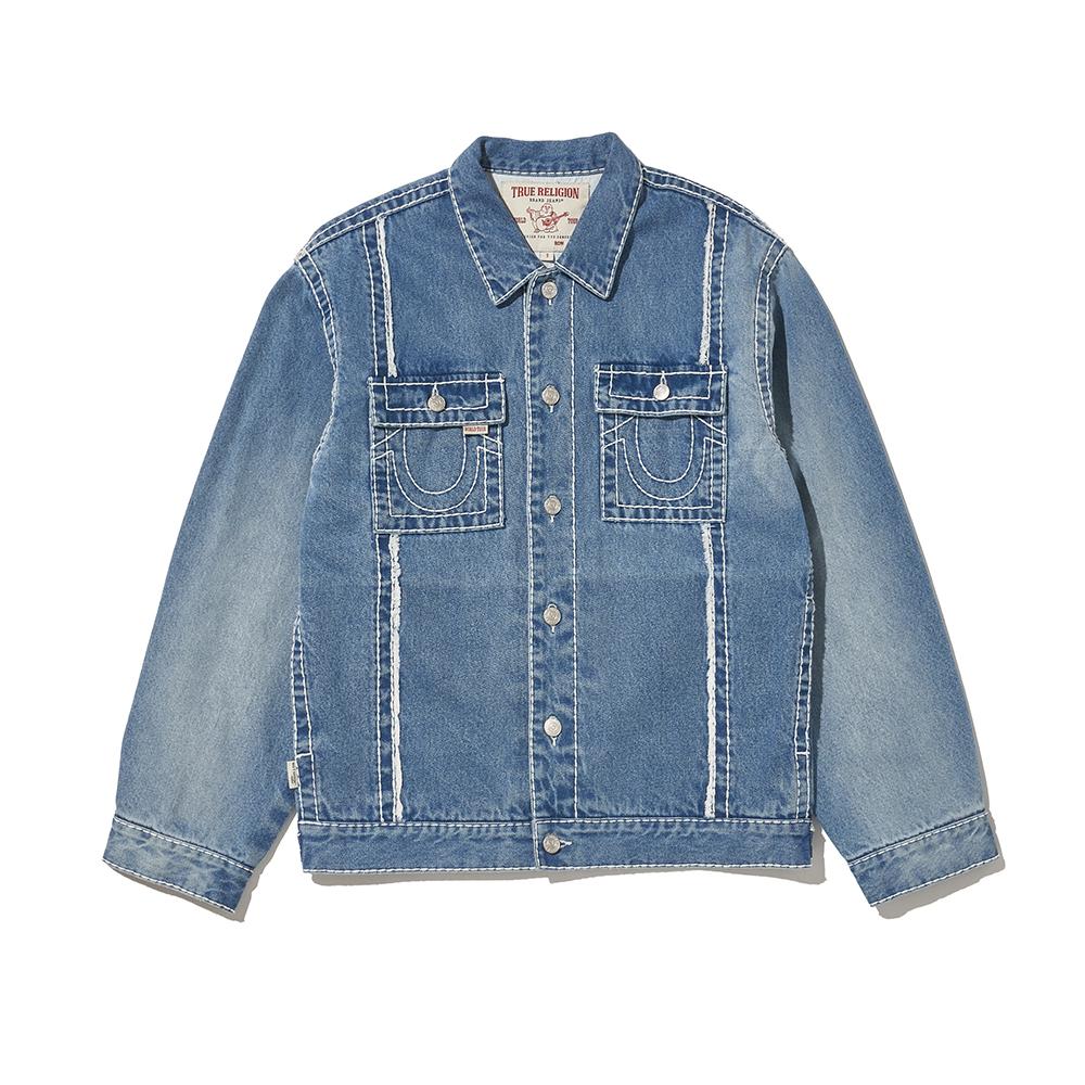 Джинсовая куртка Truereligion с эффектом потертости Индиго