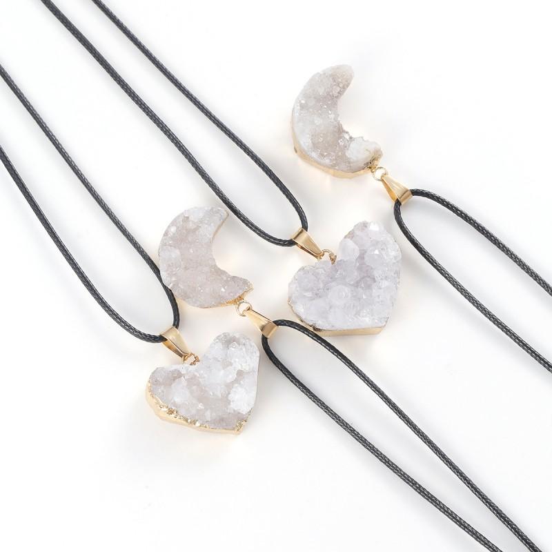 Natural Crystal Heart Necklace Simple Fashion Pendant Clavicle Chain Jewelry