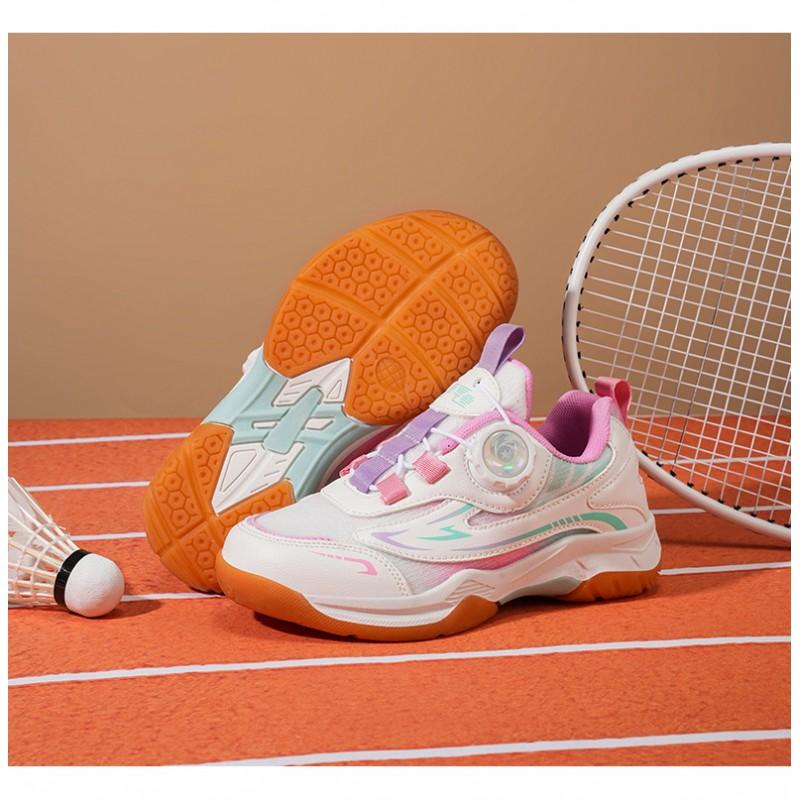 Kids Badminton Shoes Boys Girls - Lightweight Training Competition Sneakers With Adjustable Dial Synthetic Upper