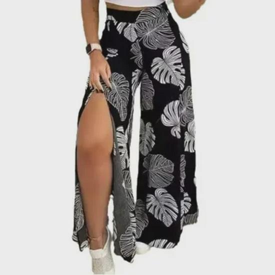 Европейские и американские женские брюки с высокой талией и широкими разрезами на весну, лето и осень - доступны все размеры