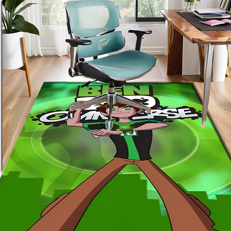 Ben 10 Cartoon Pattern Rug, Indoor/Outdoor Mat, for Picnic, Gameroom, Bedroom, Office, Living Room, Home Decor Carpet, Birthday Gift