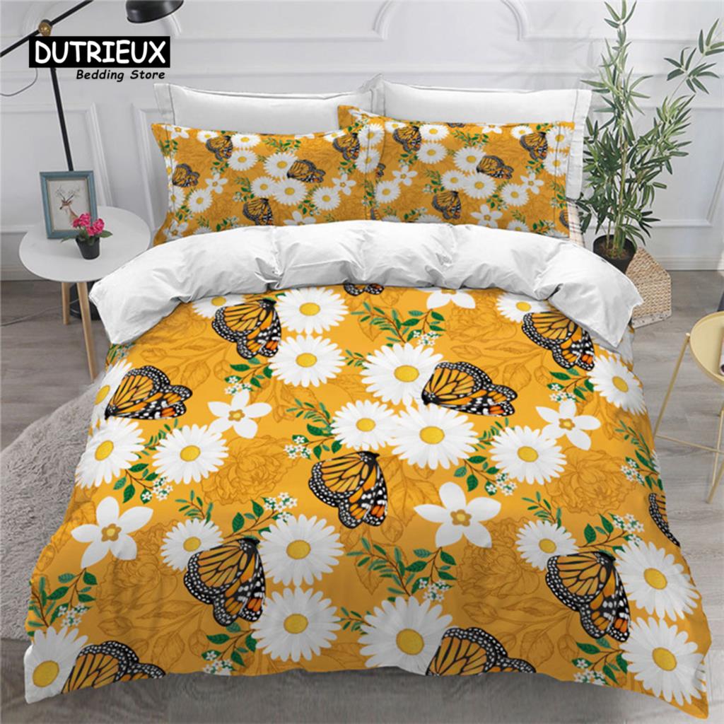 Красочные бабочки и цветочные пододеяльники комплект постельного белья с изображением бабочек размера «king size» для детей девочек пододеяльник наволочки