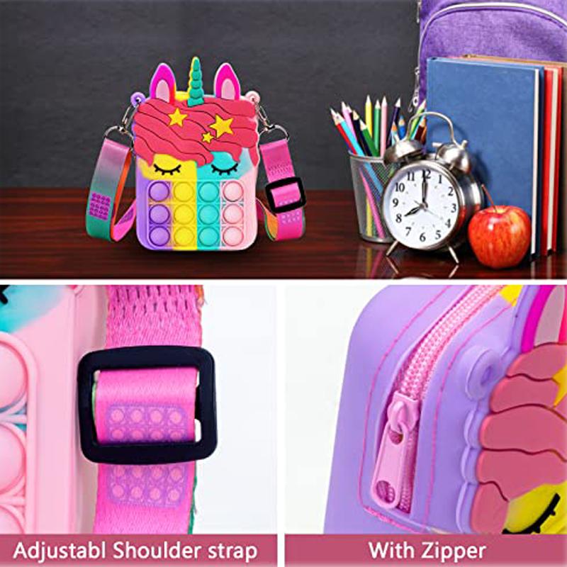 Девочки Силиконовая Кавайная Сумка-Почтальон с Единорогом Кошелек Детские Игрушки-Скрипучки для Снятия Стресса Сумка для Рук при Аутизме juguete
