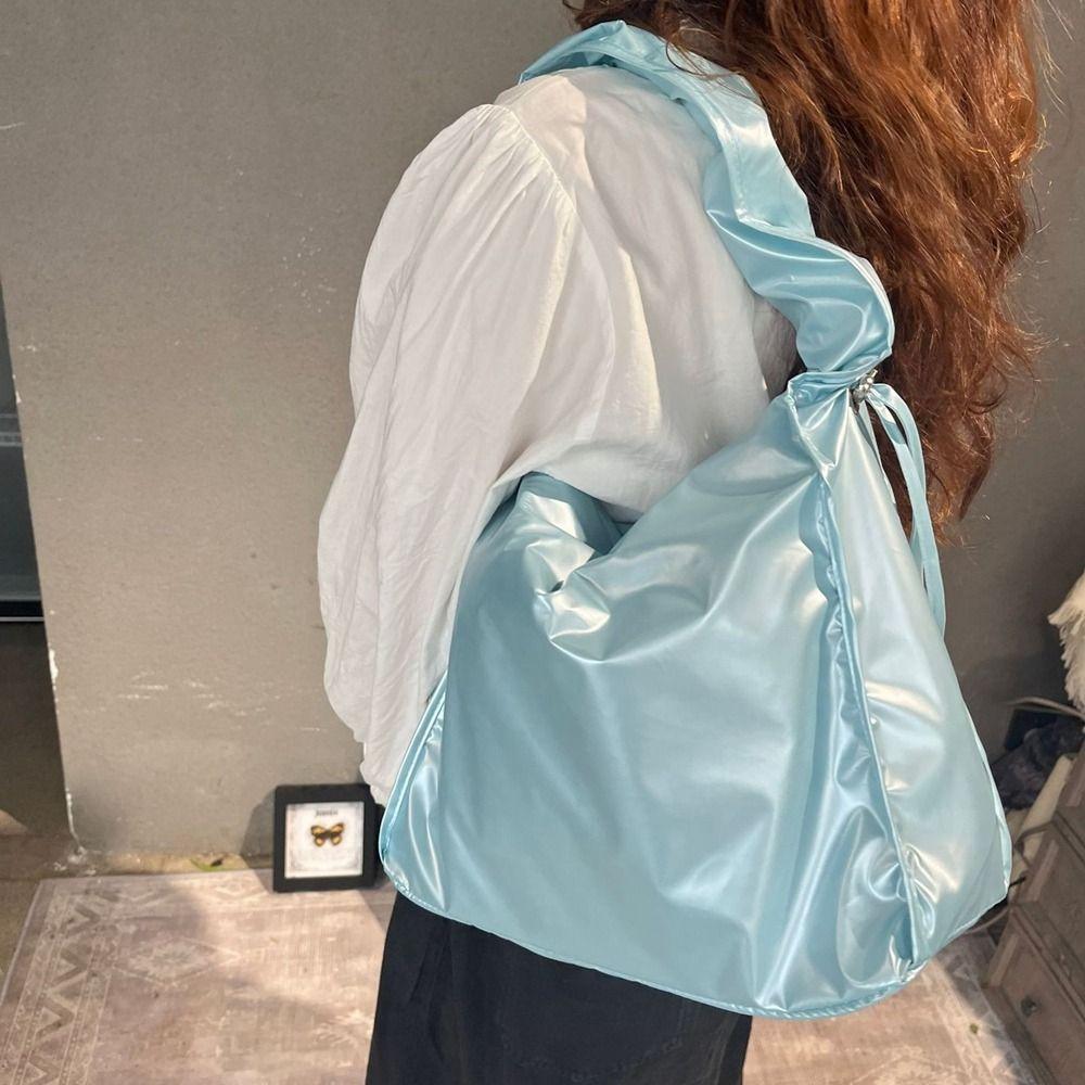 Handbag Drawstring Bag Korean Style Tote Bag Sweet Pleated Nylon Shoulder Bag  Women