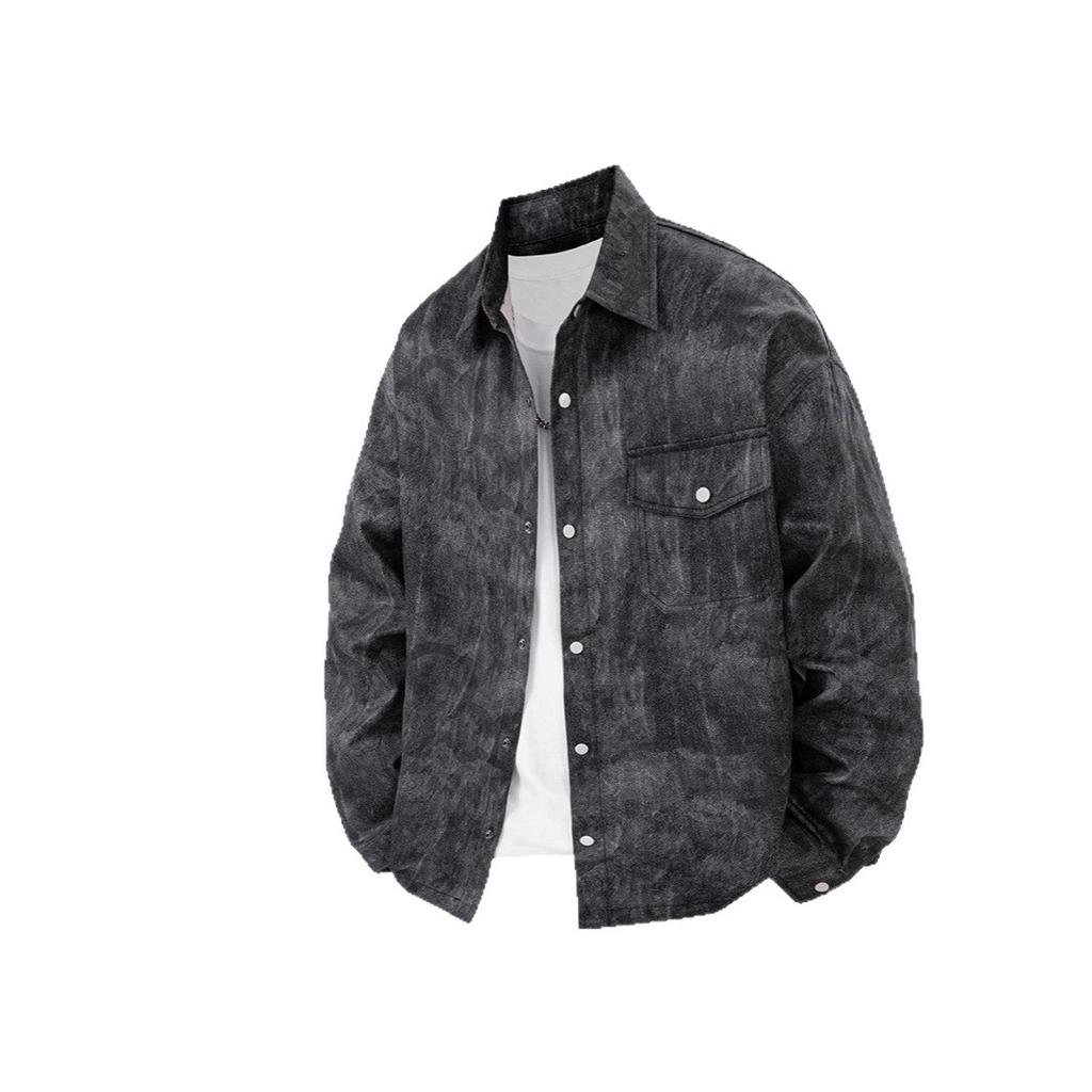 Tooling Shirt Heavy American Jacket Men's Breathable Casual Versatile Jacket Spring and Autumn Retro Tie-Dyed Shirt