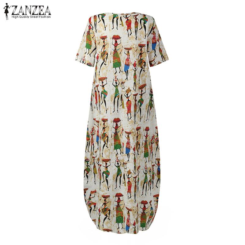 ZANZEA летний сарафан свободного кроя с цветочным принтом