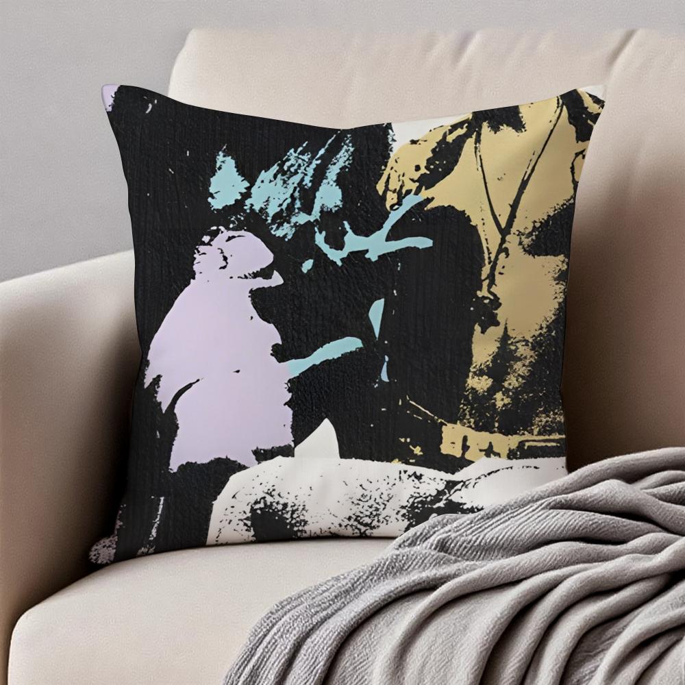 American Band AAlice in Chains Cushion Cover Pillowcase Antidustmite Invisible Zipper Short Plush Sofa Cushion