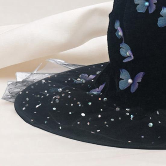 Шляпа ведьмы-бабочки регулируемого размера, легкая, удобная в носке, праздничный цилиндр, аксессуар для костюма на Хэллоуин