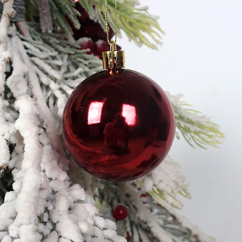 48PCS Plastic Christmas Ball Set Solid Color 4/6/8cm Xmas Ornament Ball Suspensable Christmas Tree Balls Scene Supplies