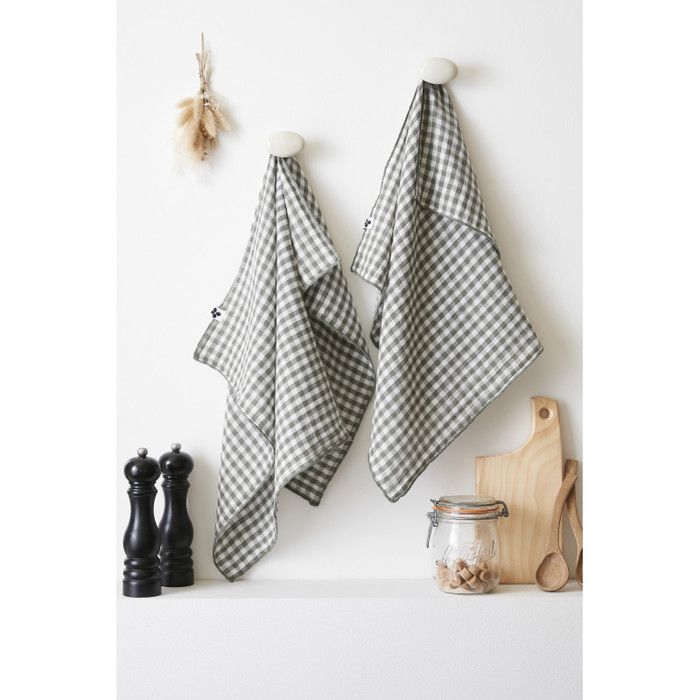 Lot de 2 essuie-mains "Vickie" 50 x 70 cm Tissé teint "Gaze de Coton" l'Effet Papillon